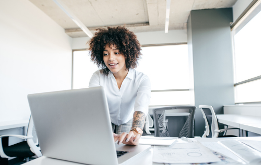 Female IT pro working on a presentation