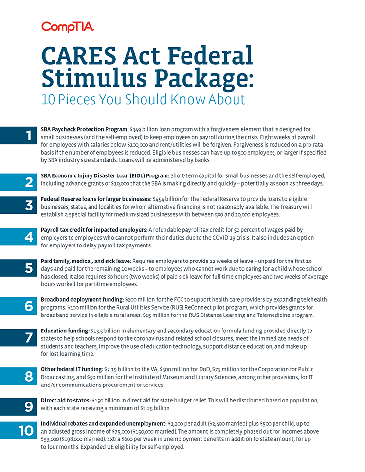 CARES Act Federal 10 Things You Should Know CARES Act Federal 10 Things Tech Businesses Should Know