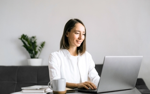 Woman studying on a laptop