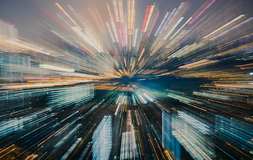 A time-lapse photo of lights showing the speed of the cloud