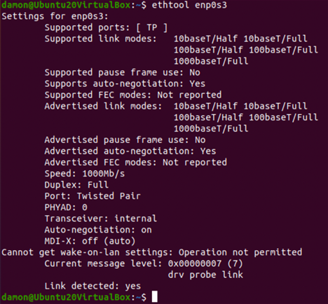 ethtoolenp0s3 ethtoolenp0s3