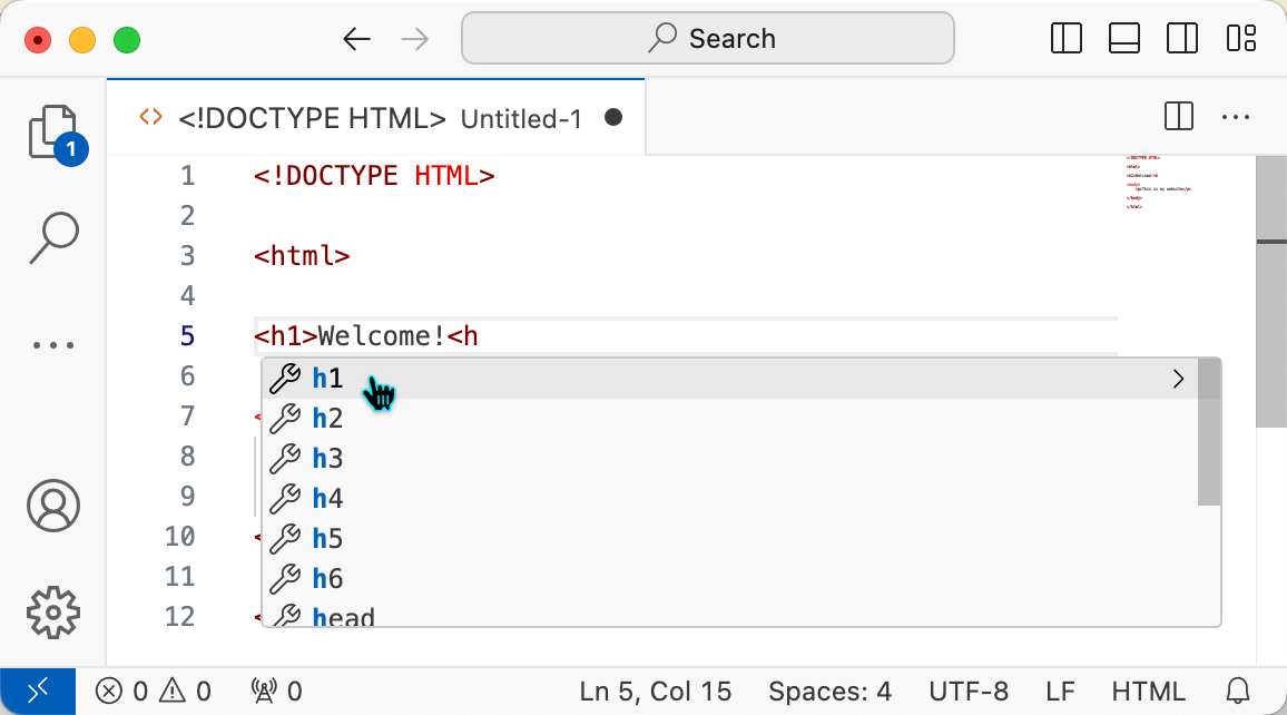 Figure 1 IDE vscode-html