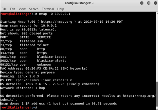 Operating system fingerprinting with Nmap