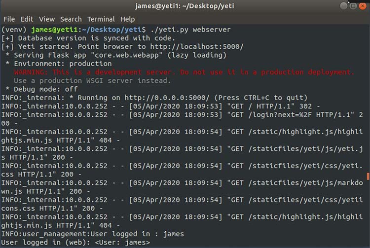 figure_2 Running Yeti A screenshot of running Yeti