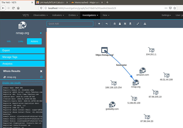 Using Nmap with Yeti