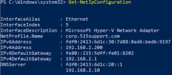 The Get-NetIpConfiguration PowerShell cmdlet