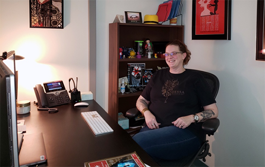 Mariah Sexton sits in her office and talks about how IT certifications and mentoring have helped her advance her career