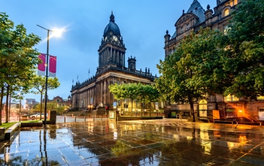 A photo of downtown Leeds.