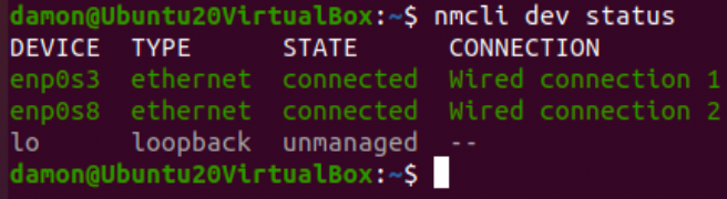 nmcli dev status command nmcli dev status command