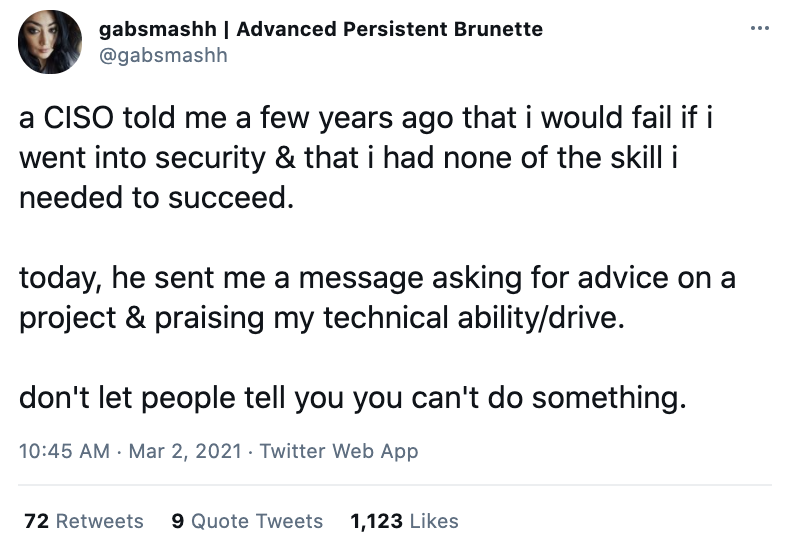 Women in IT Twitter Screenshot A screenshot of @gabsmashh's twitter