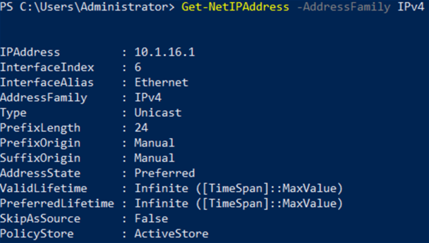 The Get-NetIPAddress cmdlet