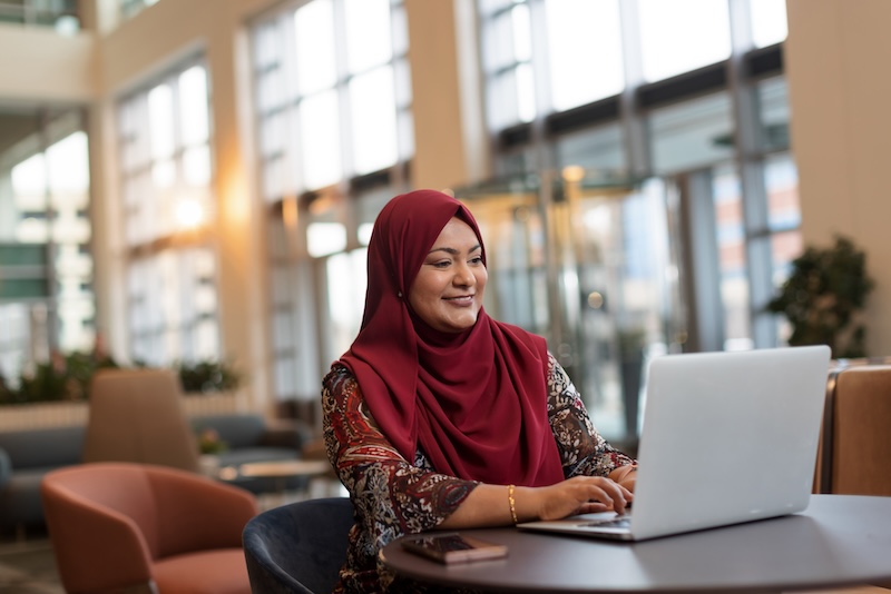 woman on laptop in office