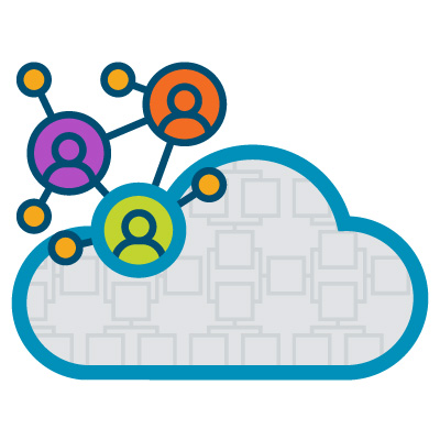 An illustration of a cloud with a network of users