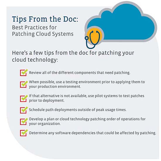 A visual of the tips for patching your cloud technology listed previously.