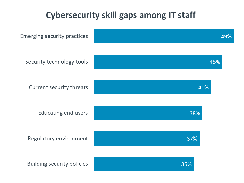 Cybersecurity skill gaps among IT staff