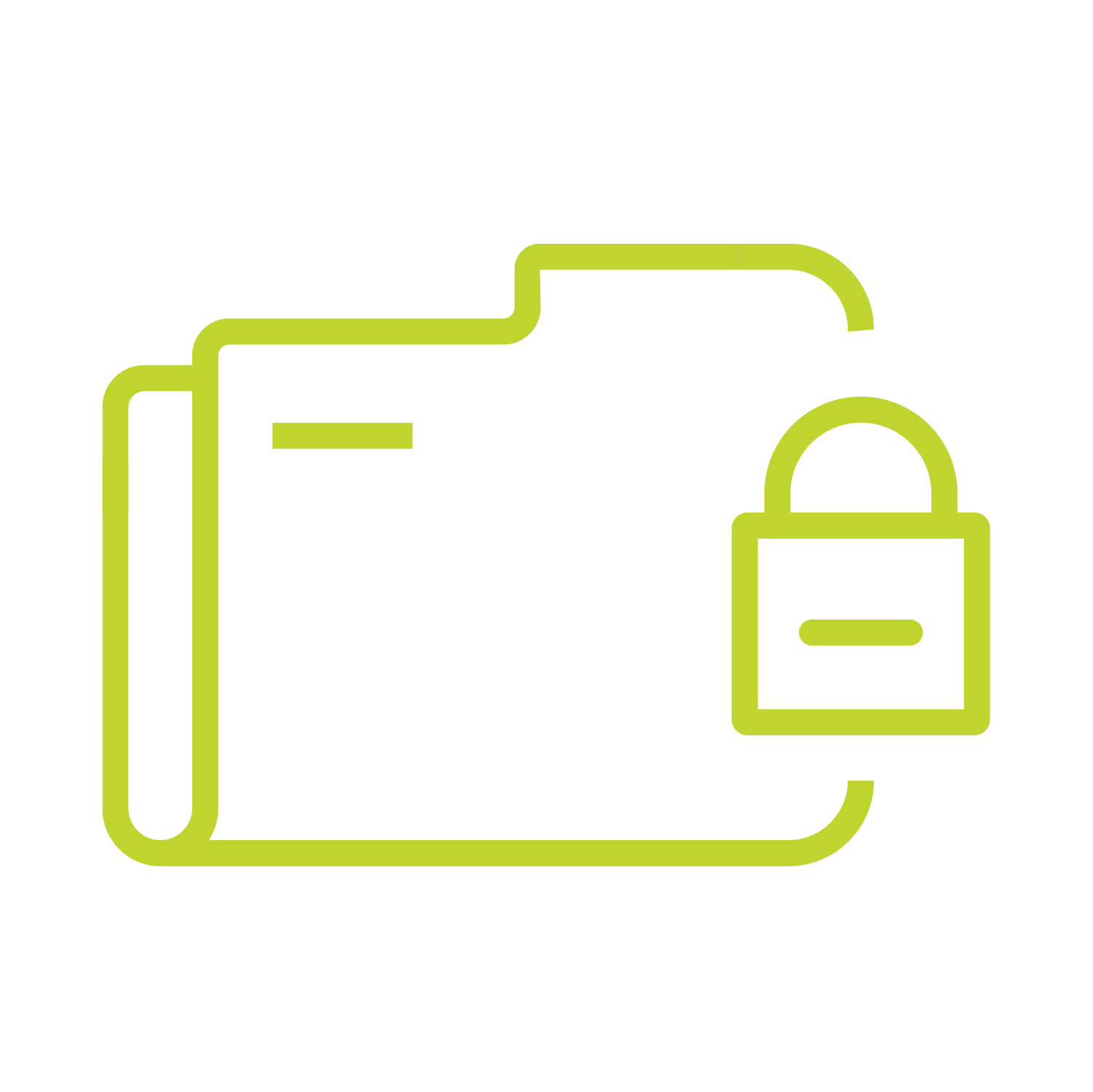 Green icon of a folder with a padlock on it