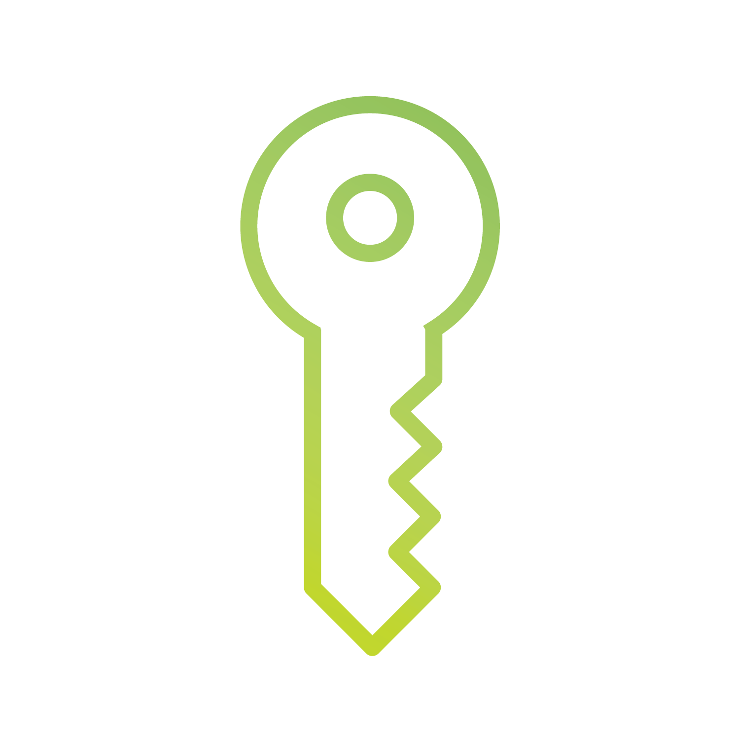 Green icon of a key