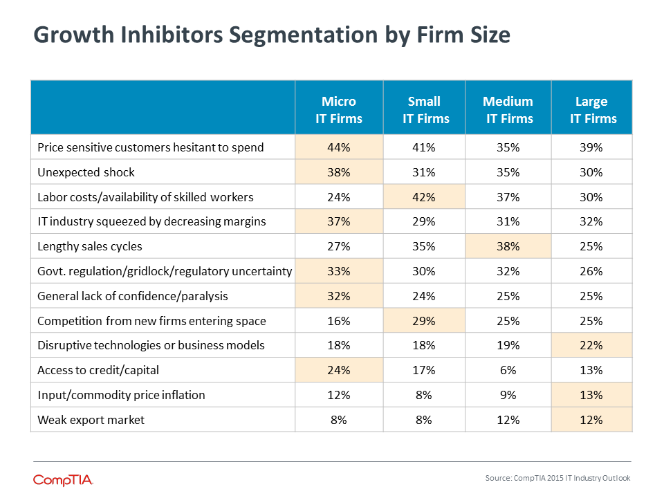 Growth Inhibitors Segmentation by Firm Size