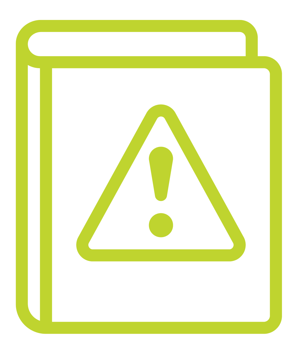 Book with warning symbol Book with warning symbol